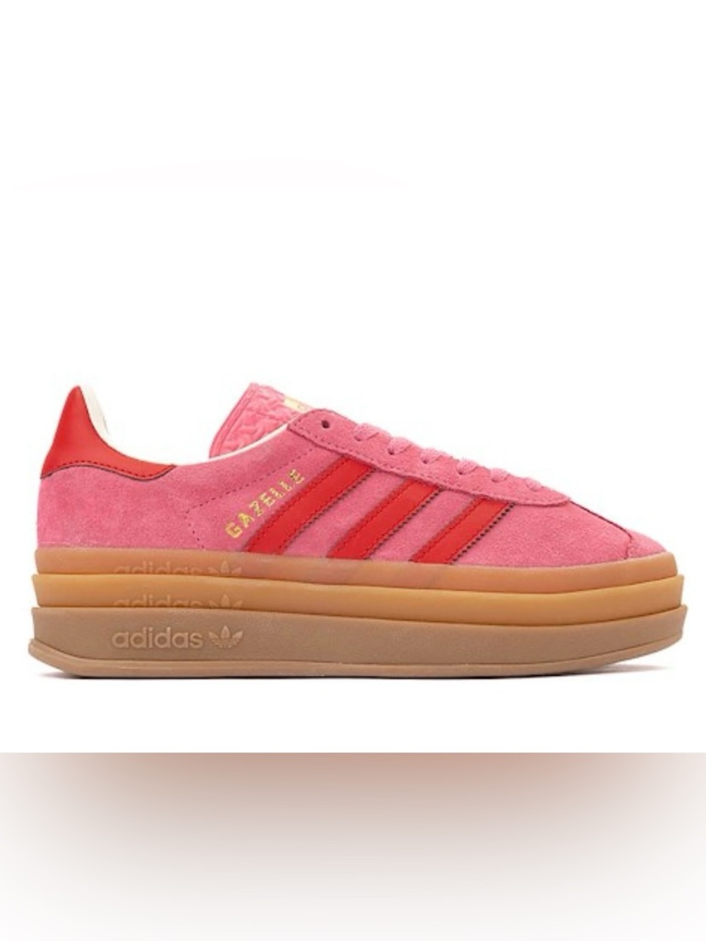New Adidas Gazelle J Bold Pink & Red Suede Platform Sneakers Women’s 8.5/9